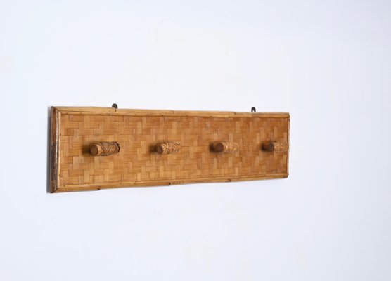 French Riviera Coat Rack in Wicker, Rattan and Bamboo, Italy, 1960s-JDR-1719005