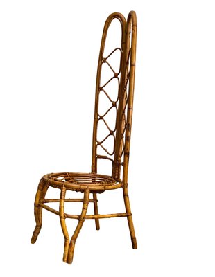 French Riviera Rattan & Bamboo Side Chair, France, 1960s-YUW-1346148