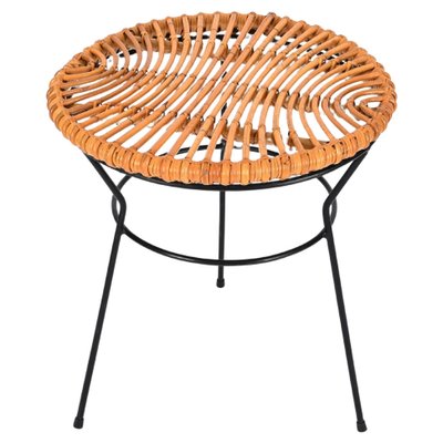 French Riviera Rattan, Wicker and Iron Coffee Table by Roberto Mango, Italy, 1960s-JDR-1794020