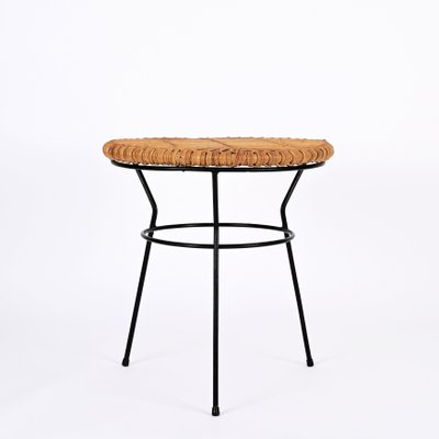 French Riviera Rattan, Wicker and Iron Coffee Table by Roberto Mango, Italy, 1960s-JDR-1794020