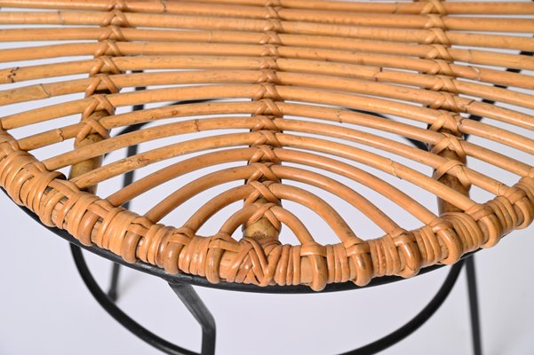 French Riviera Rattan, Wicker and Iron Coffee Table by Roberto Mango, Italy, 1960s-JDR-1794020