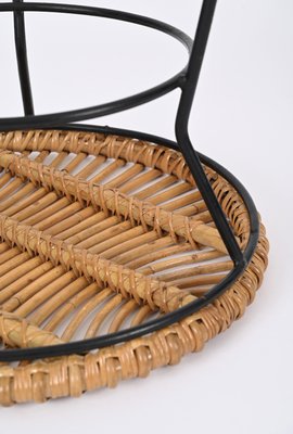 French Riviera Rattan, Wicker and Iron Coffee Table by Roberto Mango, Italy, 1960s-JDR-1794020