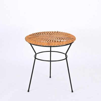 French Riviera Rattan, Wicker and Iron Coffee Table by Roberto Mango, Italy, 1960s-JDR-1794020