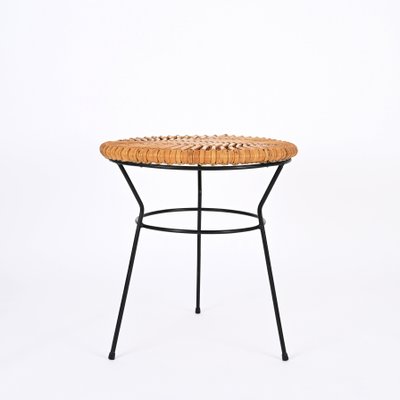 French Riviera Rattan, Wicker and Iron Coffee Table by Roberto Mango, Italy, 1960s-JDR-1794020