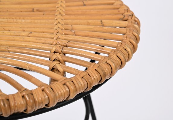 French Riviera Rattan, Wicker and Iron Coffee Table by Roberto Mango, Italy, 1960s-JDR-1794020