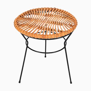 French Riviera Rattan, Wicker and Iron Coffee Table by Roberto Mango, Italy, 1960s-JDR-1794020