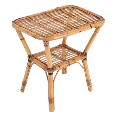 French Riviera Side Table in Rattan, Bamboo and Wicker, Italy, 1960s-JDR-1732621