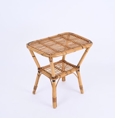 French Riviera Side Table in Rattan, Bamboo and Wicker, Italy, 1960s-JDR-1732621