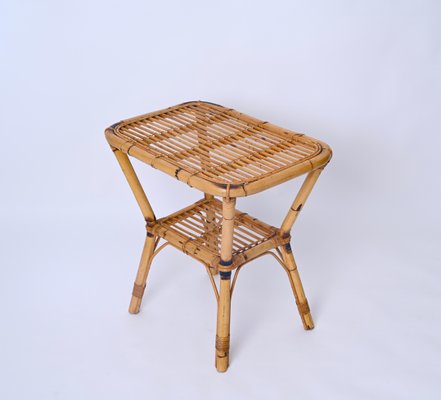 French Riviera Side Table in Rattan, Bamboo and Wicker, Italy, 1960s-JDR-1732621