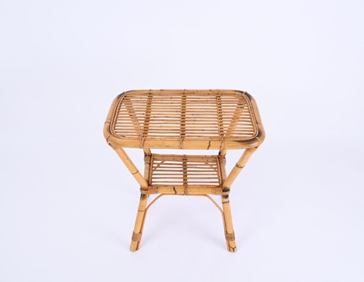 French Riviera Side Table in Rattan, Bamboo and Wicker, Italy, 1960s-JDR-1732621