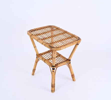 French Riviera Side Table in Rattan, Bamboo and Wicker, Italy, 1960s-JDR-1732621