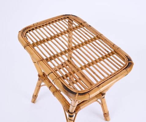 French Riviera Side Table in Rattan, Bamboo and Wicker, Italy, 1960s-JDR-1732621