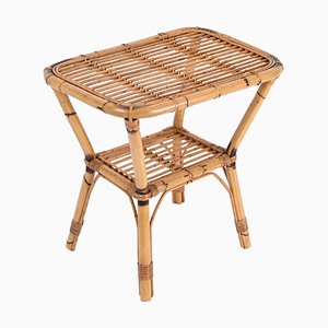 French Riviera Side Table in Rattan, Bamboo and Wicker, Italy, 1960s-JDR-1732621