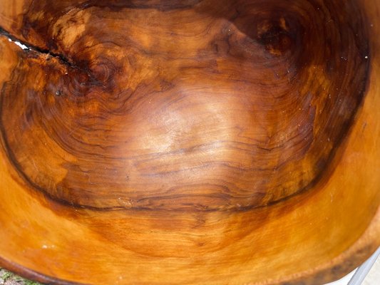 French Riviera Style Brown Bowl in Olive Wood, 1960-UR-1293625