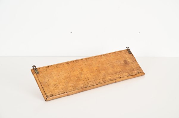 French Riviera Three Hook Coat Rack in Wicker, Rattan and Bamboo, Italy, 1960s-JDR-1817225