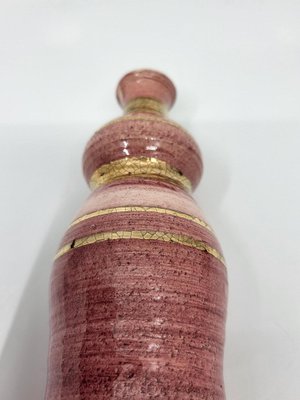 French Riviera Vase in Pink Ceramic Gilded with Fine Gold by Georges Pelletier, 1970-QCI-2020555