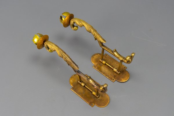 French Rococo Piano Wall Sconces Swivel Candleholders, 1900s, Set of 2-KEG-1719692