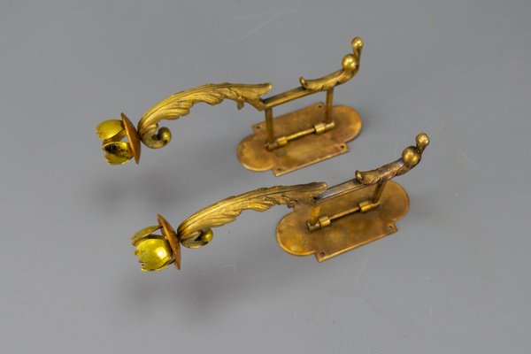 French Rococo Piano Wall Sconces Swivel Candleholders, 1900s, Set of 2-KEG-1719692