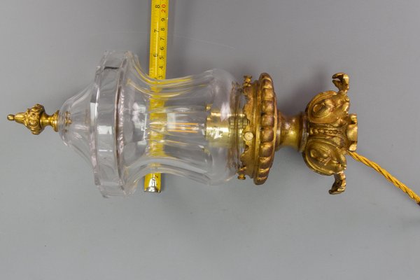 French Rococo Style Bronze and Crystal Glass Flush Mount, 1890s-KEG-1732610