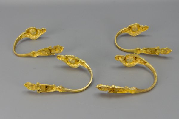 French Rococo Style Gilt Bronze Curtain Tiebacks or Curtain Holders, 1890s, Set of 4-KEG-1677802