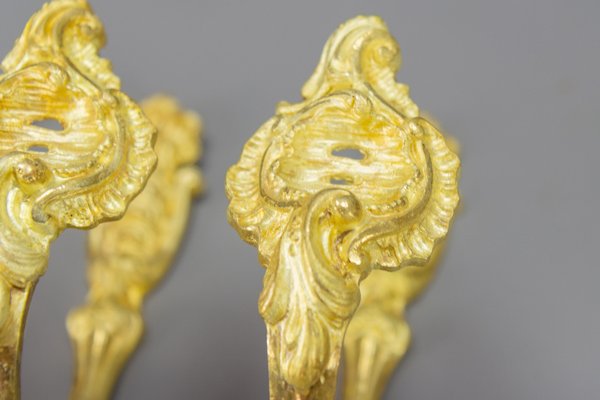 French Rococo Style Gilt Bronze Curtain Tiebacks or Curtain Holders, 1890s, Set of 4-KEG-1677802