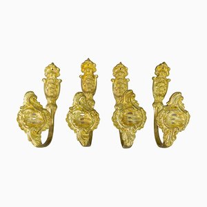 French Rococo Style Gilt Bronze Curtain Tiebacks or Curtain Holders, 1890s, Set of 4-KEG-1677802