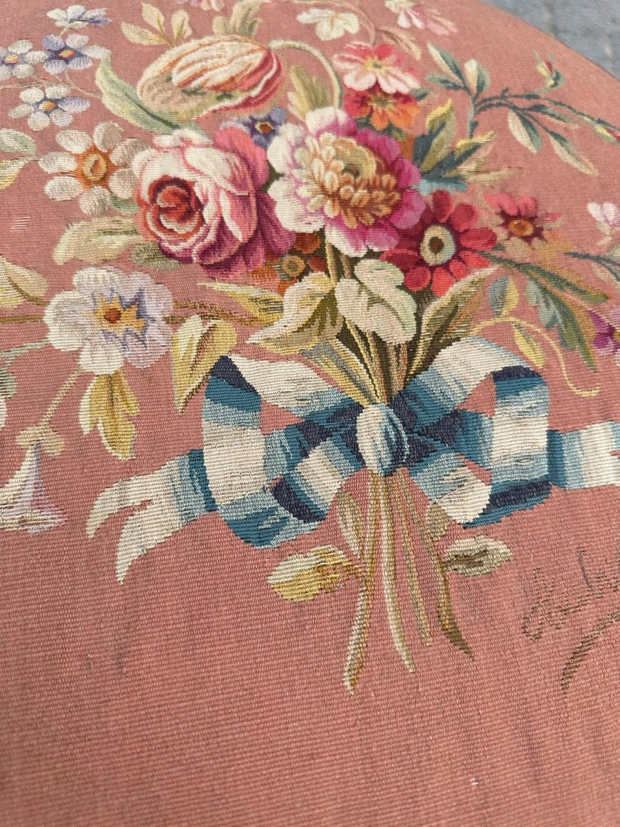 French Round Aubusson Tapestry from Bobyrugs, 1890s