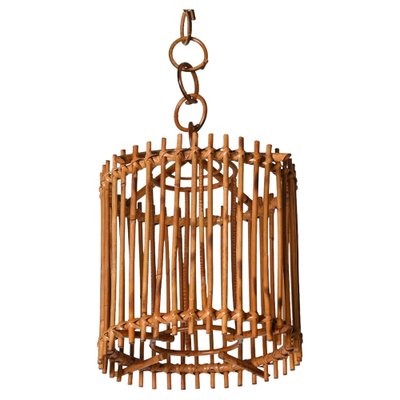 French Round Ceiling Light in Bamboo and Rattan by Louis Sognot, 1960s-JDR-1419229