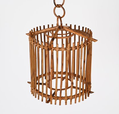 French Round Ceiling Light in Bamboo and Rattan by Louis Sognot, 1960s-JDR-1419229