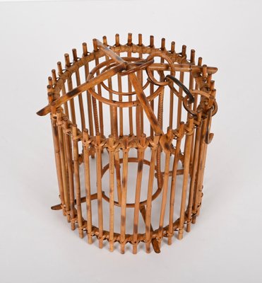 French Round Ceiling Light in Bamboo and Rattan by Louis Sognot, 1960s-JDR-1419229