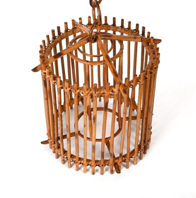 French Round Ceiling Light in Bamboo and Rattan by Louis Sognot, 1960s-JDR-1419229