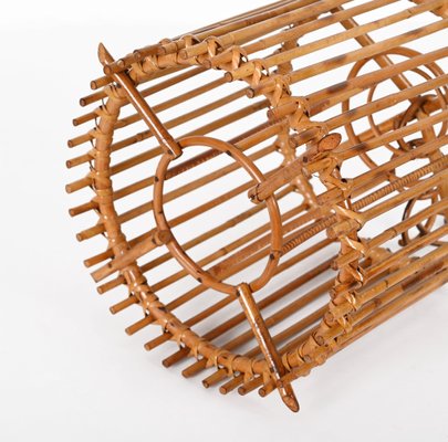 French Round Ceiling Light in Bamboo and Rattan by Louis Sognot, 1960s-JDR-1419229