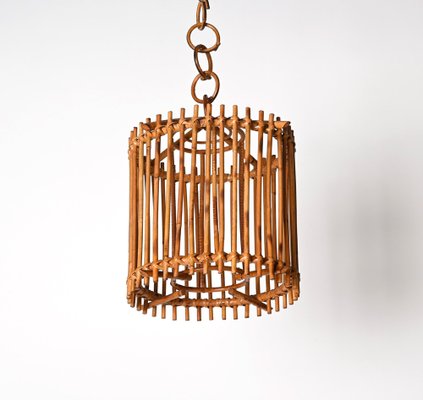 French Round Ceiling Light in Bamboo and Rattan by Louis Sognot, 1960s-JDR-1419229