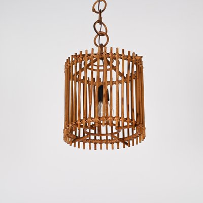 French Round Ceiling Light in Bamboo and Rattan by Louis Sognot, 1960s-JDR-1419229