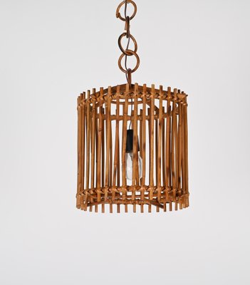 French Round Ceiling Light in Bamboo and Rattan by Louis Sognot, 1960s-JDR-1419229