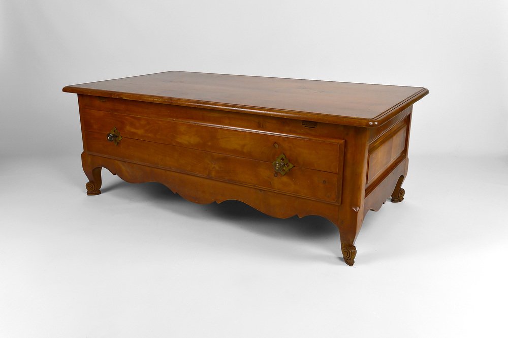 French Rustic Coffee Table with Sliding Top, 1980