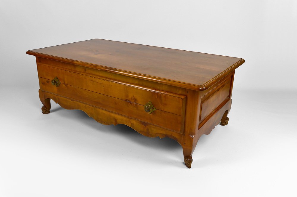 French Rustic Coffee Table with Sliding Top, 1980