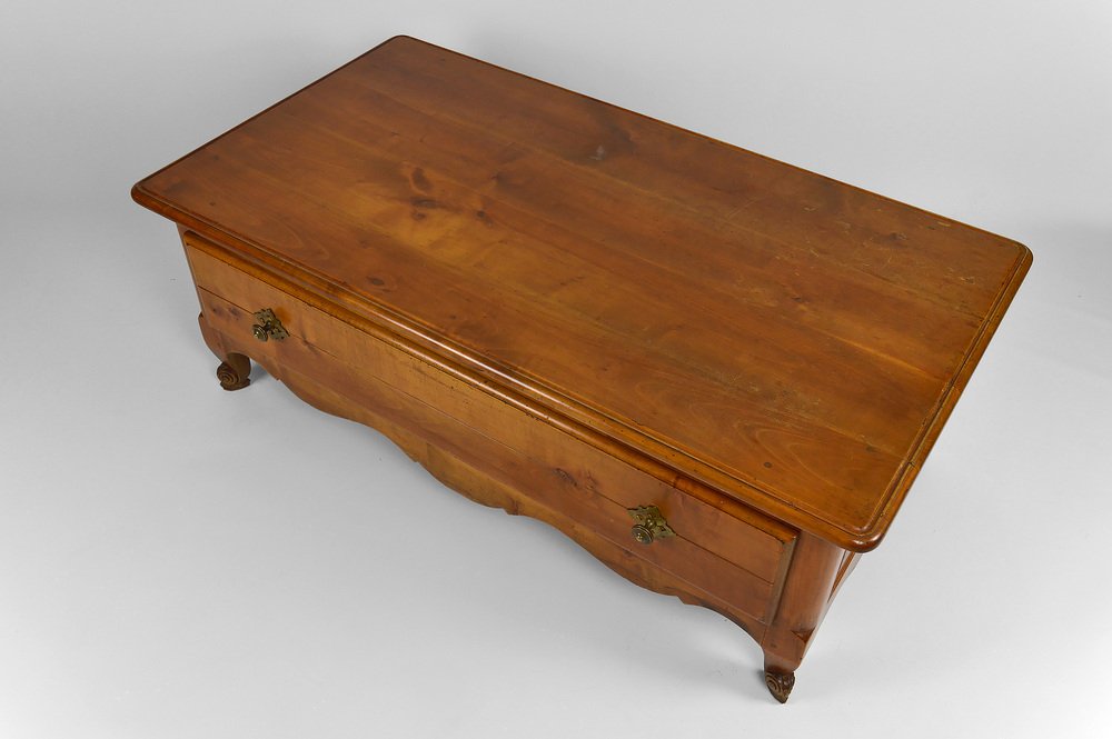 French Rustic Coffee Table with Sliding Top, 1980