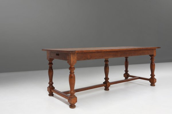 French Rustic Oak Dining Table, 1930s-YSY-1728689