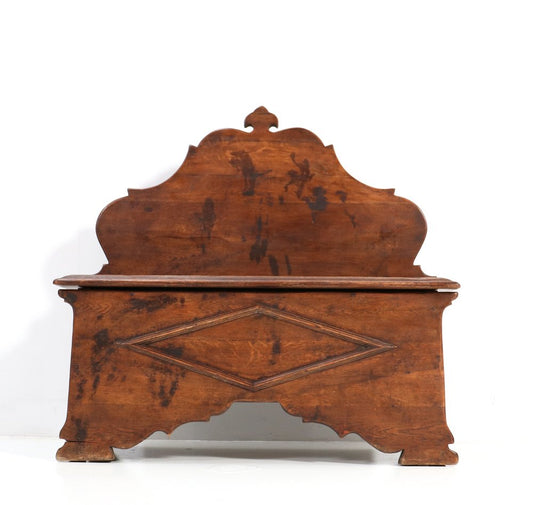 French Rustic Provincial Oak Hall Bench, 1900s