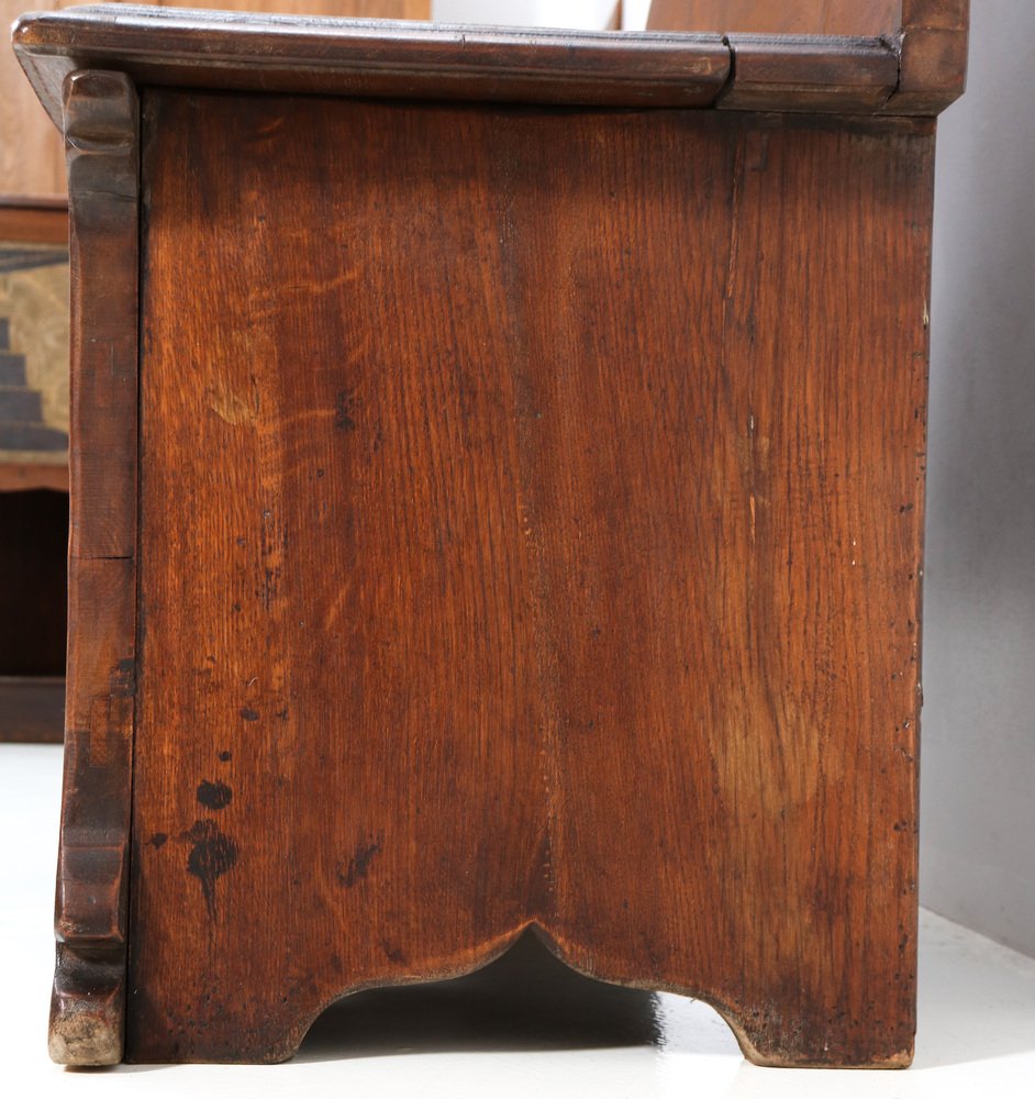 French Rustic Provincial Oak Hall Bench, 1900s