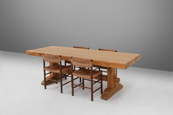 French Rustic Wooden Dining Table, 1950s-YSY-1815165