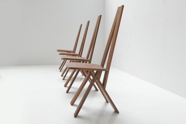 French S45 Chairs in Elm Wood by Pierre Chapo, 1969, Set of 4-ZXL-1402706