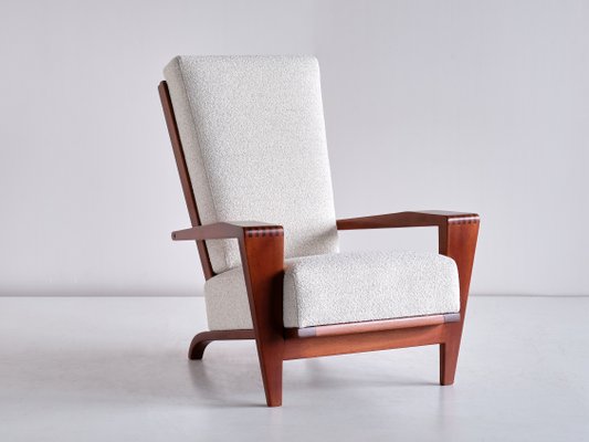 French Sapele Mahogany and Bouclé Armchairs by André Sornay, 1950s, Set of 2-FMT-1140859