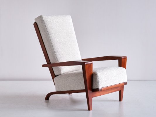 French Sapele Mahogany and Bouclé Armchairs by André Sornay, 1950s, Set of 2-FMT-1140859