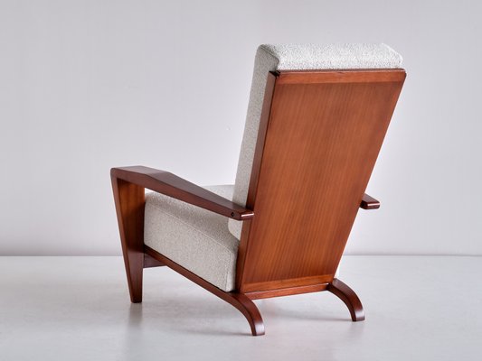 French Sapele Mahogany and Bouclé Armchairs by André Sornay, 1950s, Set of 2-FMT-1140859