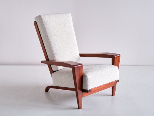 French Sapele Mahogany and Bouclé Armchairs by André Sornay, 1950s, Set of 2-FMT-1140859