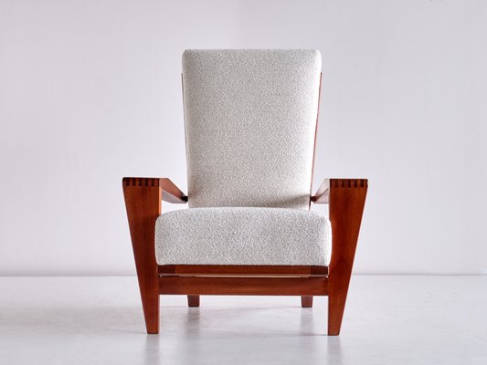 French Sapele Mahogany and Bouclé Armchairs by André Sornay, 1950s, Set of 2-FMT-1140859