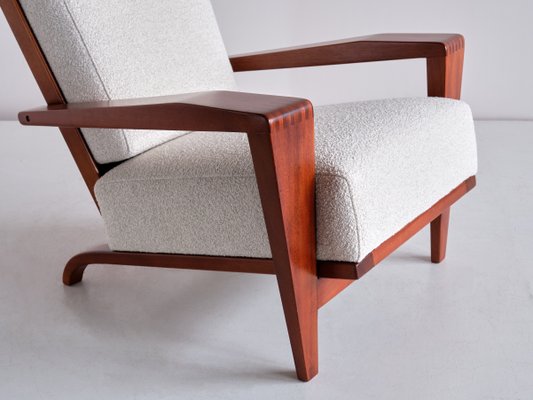 French Sapele Mahogany and Bouclé Armchairs by André Sornay, 1950s, Set of 2-FMT-1140859