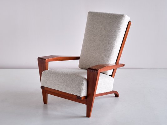 French Sapele Mahogany and Bouclé Armchairs by André Sornay, 1950s, Set of 2-FMT-1140859